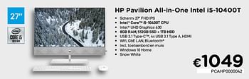 Promoties Hp pavilion all-in-one intel i5-10400t - HP - Geldig van 04/01/2021 tot 31/01/2021 bij Compudeals