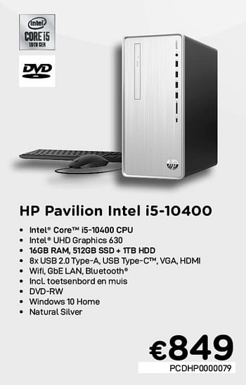 Promotions Hp pavilion intel i5-10400 - HP - Valide de 04/01/2021 à 31/01/2021 chez Compudeals