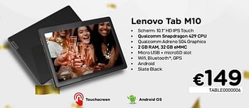 Promoties Lenovo tab m10 - Lenovo - Geldig van 04/01/2021 tot 31/01/2021 bij Compudeals
