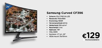 Promoties Samsung curved cf396 - Samsung - Geldig van 04/01/2021 tot 31/01/2021 bij Compudeals