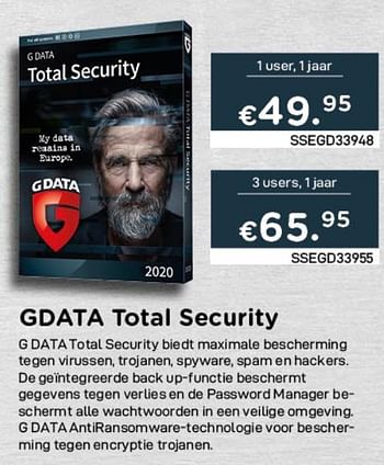Promoties Gdata total security - G Data - Geldig van 04/01/2021 tot 31/01/2021 bij Compudeals