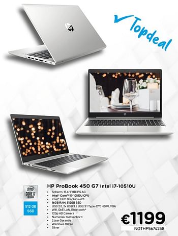 Promoties Hp probook 450 g7 - intel i7-10510u - HP - Geldig van 04/01/2021 tot 31/01/2021 bij Compudeals