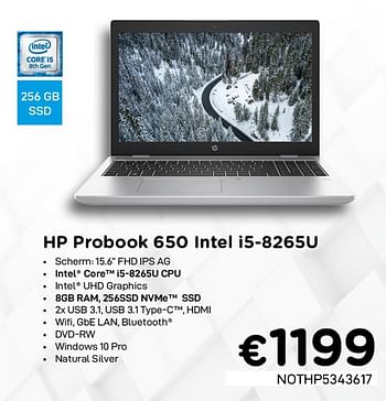 Promoties Hp probook 650 intel i5-8265u - HP - Geldig van 04/01/2021 tot 31/01/2021 bij Compudeals