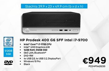Promoties Hp prodesk 400 g6 sff intel i7-9700 - HP - Geldig van 04/01/2021 tot 31/01/2021 bij Compudeals
