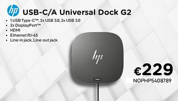 Promoties Hp usb-c-a universal dock g2 - HP - Geldig van 04/01/2021 tot 31/01/2021 bij Compudeals