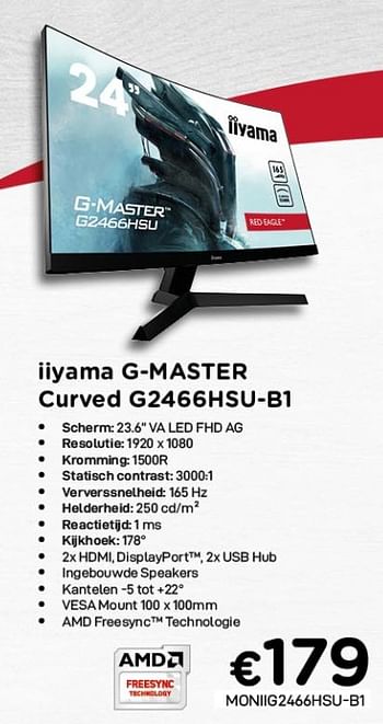 Promotions Iiyama g-master curved g2466hsu-b1 - Iiyama - Valide de 04/01/2021 à 31/01/2021 chez Compudeals