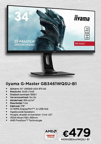 Promoties Iiyama g-master gb3461wqsu-b1 - Iiyama - Geldig van 04/01/2021 tot 31/01/2021 bij Compudeals