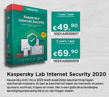 Promotions Kaspersky lab internet security 2020 - Kaspersky - Valide de 04/01/2021 à 31/01/2021 chez Compudeals
