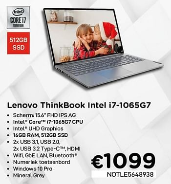 Promoties Lenovo thinkbook intel i7-1065g7 - Lenovo - Geldig van 04/01/2021 tot 31/01/2021 bij Compudeals