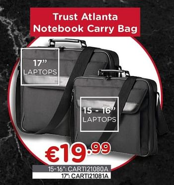 Promoties Trust atlanta notebook carry bag - Trust - Geldig van 04/01/2021 tot 31/01/2021 bij Compudeals