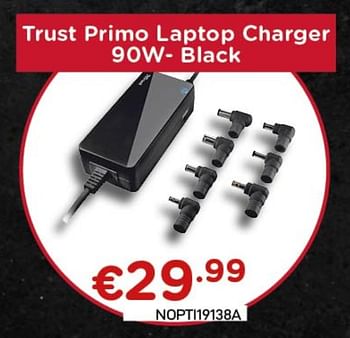 Promoties Trust primo laptop charger 90w- black - Trust - Geldig van 04/01/2021 tot 31/01/2021 bij Compudeals