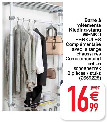 Promotions Barre à vêtements kleding-stang wenko herkules - Wenko - Valide de 12/01/2021 à 25/01/2021 chez Cora
