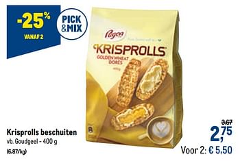 Promotions Krisprolls beschuiten goudgeel - Krisprolls - Valide de 13/01/2021 à 26/01/2021 chez Makro