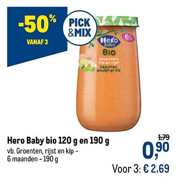 Promoties Hero baby bio groenten, rijst en kip - Hero Baby - Geldig van 13/01/2021 tot 26/01/2021 bij Makro