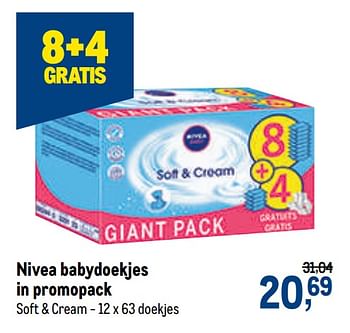 Promoties Nivea babydoekjes in promopack soft + cream - Nivea - Geldig van 13/01/2021 tot 26/01/2021 bij Makro