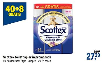 Promotions Scottex toiletpapier in promopack kussenzacht style - Scottex - Valide de 13/01/2021 à 26/01/2021 chez Makro