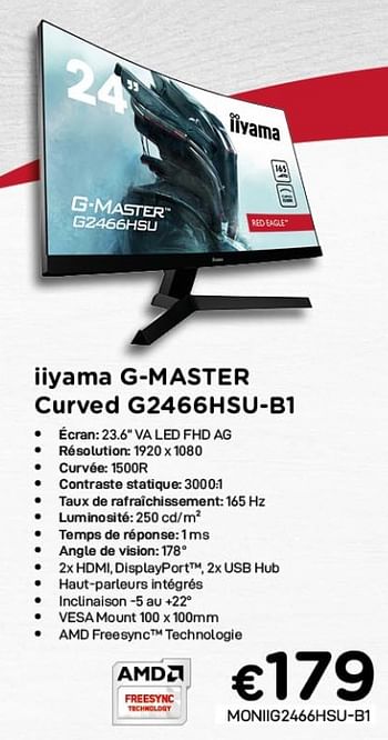 Promotions Iiyama g-master curved g2466hsu-b1 - Iiyama - Valide de 04/01/2021 à 31/01/2021 chez Compudeals