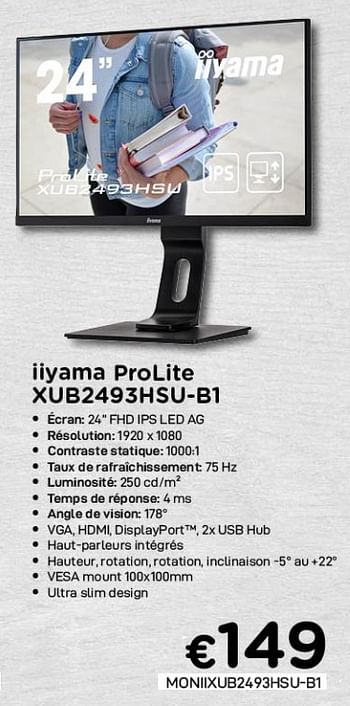 Promotions Iiyama prolite xub2493hsu-b1 - Iiyama - Valide de 04/01/2021 à 31/01/2021 chez Compudeals
