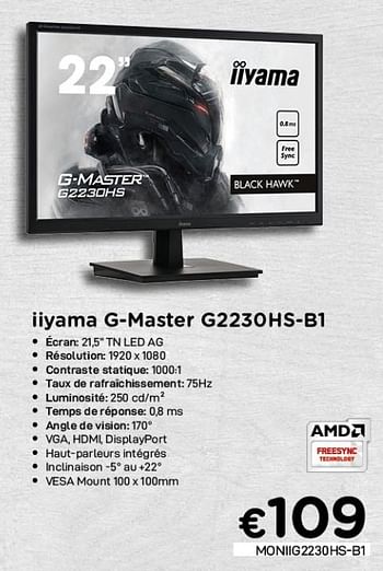 Promoties Iiyama g-master g2230hs-b1 - Iiyama - Geldig van 04/01/2021 tot 31/01/2021 bij Compudeals