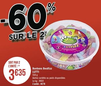 Promotions Bonbons bestfizz lutti - Lutti - Valide de 11/01/2021 à 24/01/2021 chez Super Casino