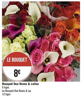 Promotions Bouquet duo roses + callas - Produit Maison - Casino - Valide de 11/01/2021 à 24/01/2021 chez Super Casino