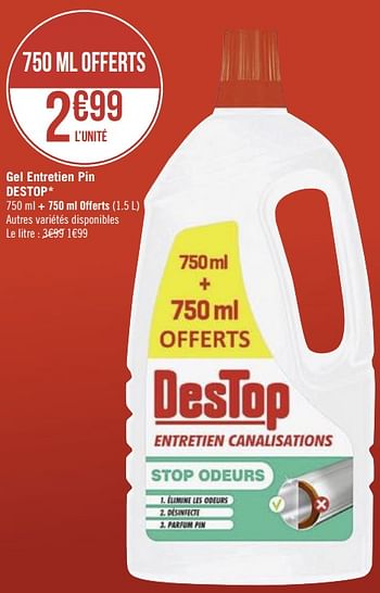 Gel entretien canalisations fraîcheur pin, Destop (750 ml)