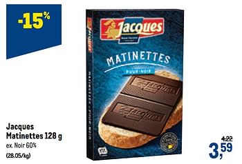 Promotions Jacques matinettes noir 60% - Jacques - Valide de 13/01/2021 à 26/01/2021 chez Makro