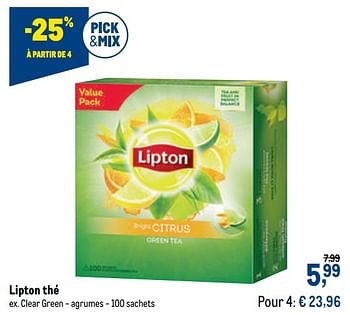 Promotions Lipton thé clear green - agrumes - Lipton - Valide de 13/01/2021 à 26/01/2021 chez Makro
