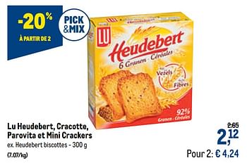 Promotions Lu heudebert, cracotte, parovita et mini crackers heudebert biscottes - Lu - Valide de 13/01/2021 à 26/01/2021 chez Makro