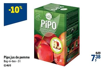 Promotions Pipo jus de pomme - Pipo - Valide de 13/01/2021 à 26/01/2021 chez Makro
