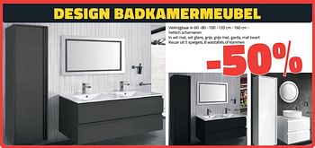 Promotions Design badkamermeubel -50% - Produit maison - Bouwcenter Frans Vlaeminck - Valide de 01/01/2021 à 31/01/2021 chez Bouwcenter Frans Vlaeminck