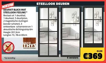 Promoties Deurkit black mat steellook feeling - Group Thys - Geldig van 01/01/2021 tot 31/01/2021 bij Bouwcenter Frans Vlaeminck