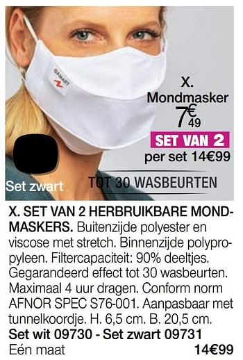 Promoties Mondmasker - Huismerk - Damart - Geldig van 06/01/2021 tot 15/06/2021 bij Damart