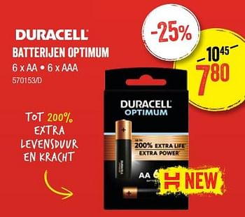 Promoties Batterijen optimum - Duracell - Geldig van 07/01/2021 tot 24/01/2021 bij HandyHome