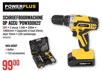 Promoties Powerplus schroefboormachine op accu powx00825 - Powerplus - Geldig van 07/01/2021 tot 24/01/2021 bij HandyHome