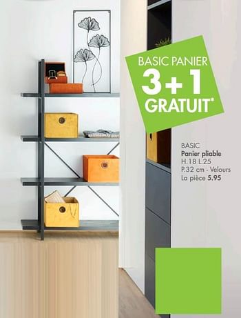 Promotions Basic panier pliable - Produit maison - Casa - Valide de 11/01/2021 à 08/02/2021 chez Casa