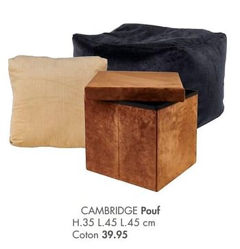 Promotions Cambridge pouf - Produit maison - Casa - Valide de 11/01/2021 à 08/02/2021 chez Casa