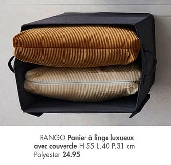 Promotions Rango panier à linge luxueux avec couvercle - Produit maison - Casa - Valide de 11/01/2021 à 08/02/2021 chez Casa
