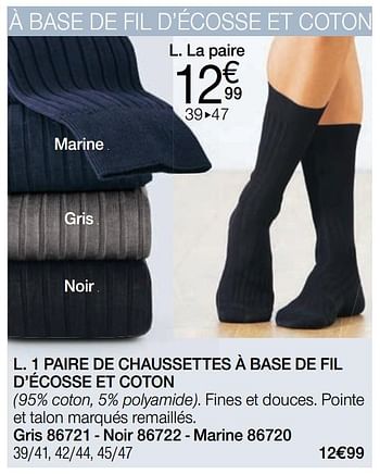 Promotions 1 paire de chaussettes à base de fil d`écosse et coton - Produit Maison - Damart - Valide de 06/01/2021 à 15/06/2021 chez Damart