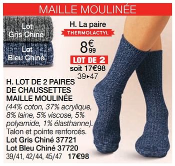 Promotions Lot de 2 paires de chaussettes maille moulinée - Produit Maison - Damart - Valide de 06/01/2021 à 15/06/2021 chez Damart