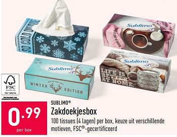 Promoties Zakdoekjesbox - Sublimo - Geldig van 22/01/2021 tot 29/01/2021 bij Aldi