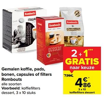 Promoties Koffiefilters dessert - Rombouts - Geldig van 13/01/2021 tot 25/01/2021 bij Carrefour
