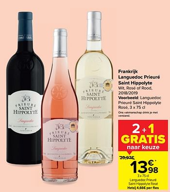 Promoties Languedoc prieuré saint hippolyte rosé - Rosé wijnen - Geldig van 13/01/2021 tot 25/01/2021 bij Carrefour