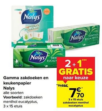 Promotions Zakdoeken menthol eucalyptus - Nalys - Valide de 13/01/2021 à 25/01/2021 chez Carrefour