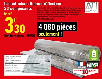 Promotions Isolant mince thermo-réflecteur 23 composants - Produit Maison - Brico Depot - Valide de 15/01/2021 à 28/01/2021 chez Brico Depot