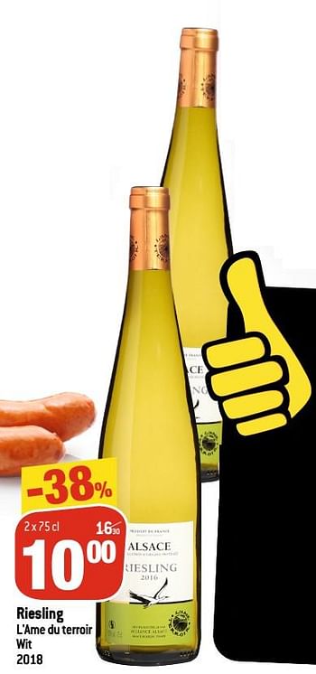 Promoties Riesling l`ame du terroir wit 2018 - Witte wijnen - Geldig van 13/01/2021 tot 19/01/2021 bij Match