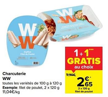 Promotions Charcuterie ww filet de poulet - Weight Watchers - Valide de 13/01/2021 à 25/01/2021 chez Carrefour