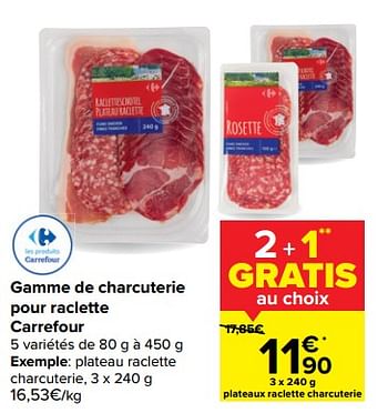 Promotions Plateau raclette charcuterie - Produit maison - Carrefour  - Valide de 13/01/2021 à 25/01/2021 chez Carrefour