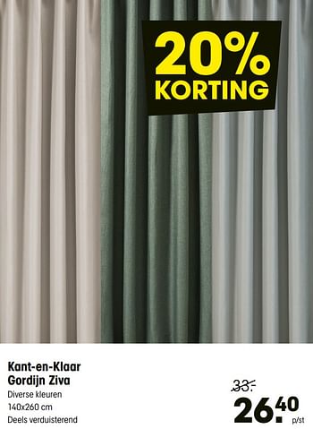 Promoties Kant-en-klaar gordijn ziva - Huismerk - Kwantum - Geldig van 18/01/2021 tot 31/01/2021 bij Kwantum