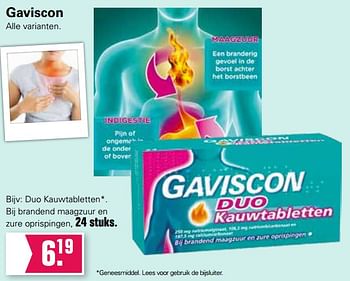 Promoties Gaviscon duo kauwtabletten. bij brandend maagzuur en zure oprispingen - Gaviscon - Geldig van 14/01/2021 tot 30/01/2021 bij De Online Drogist
